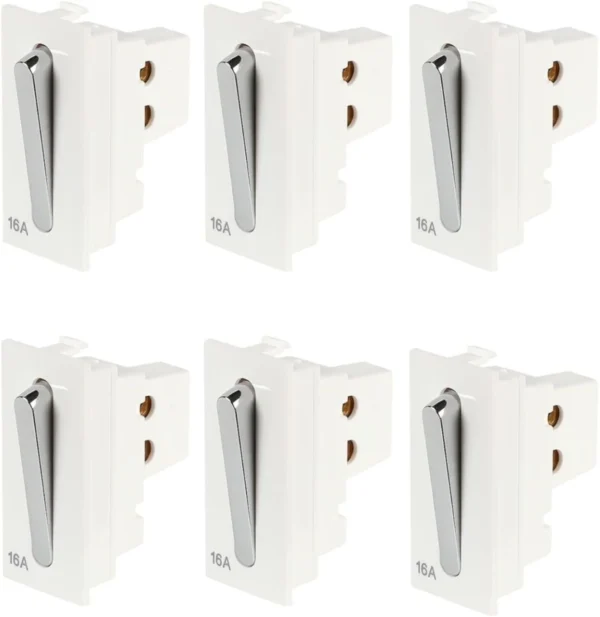 Sauran 16 A One Way Electrical Switch (Pack of 1 Number of Switches - 6)