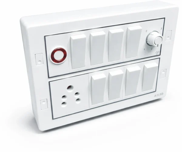 A1 LED 12 Modular Pre-Wired Switch Board | Wall Mount | Home & Office 15 A One Way Electrical Switch