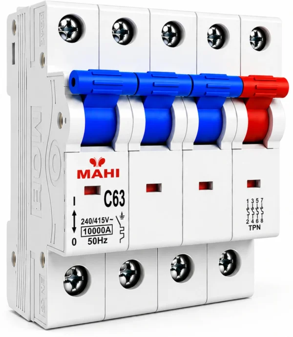 Jobber FP 63A Four Pole MCB C Curve 10kA 240/415V Circuit Breaker FP 63Amp MCB